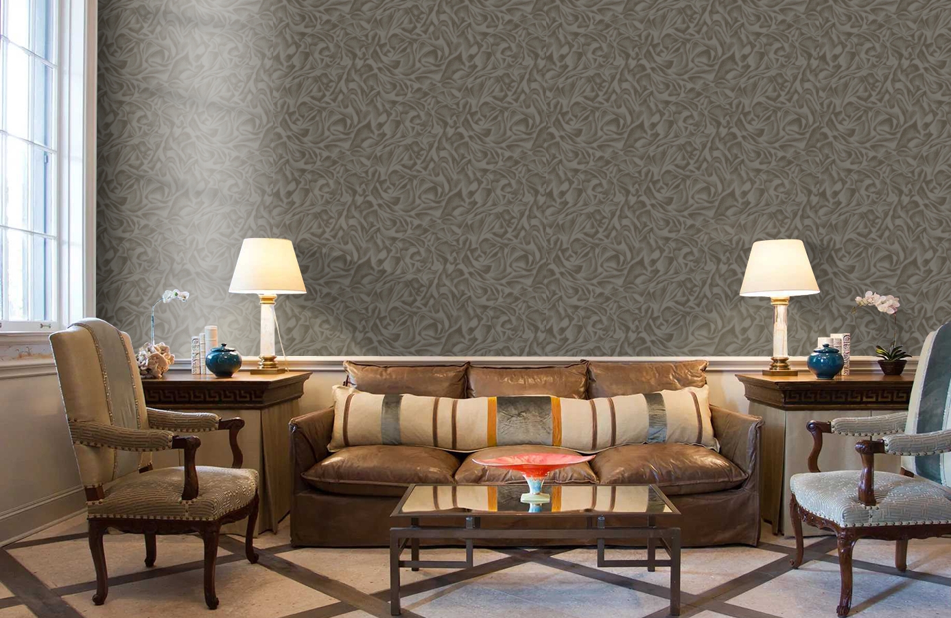 Обои 84110-6 фото в интерьере кабинета