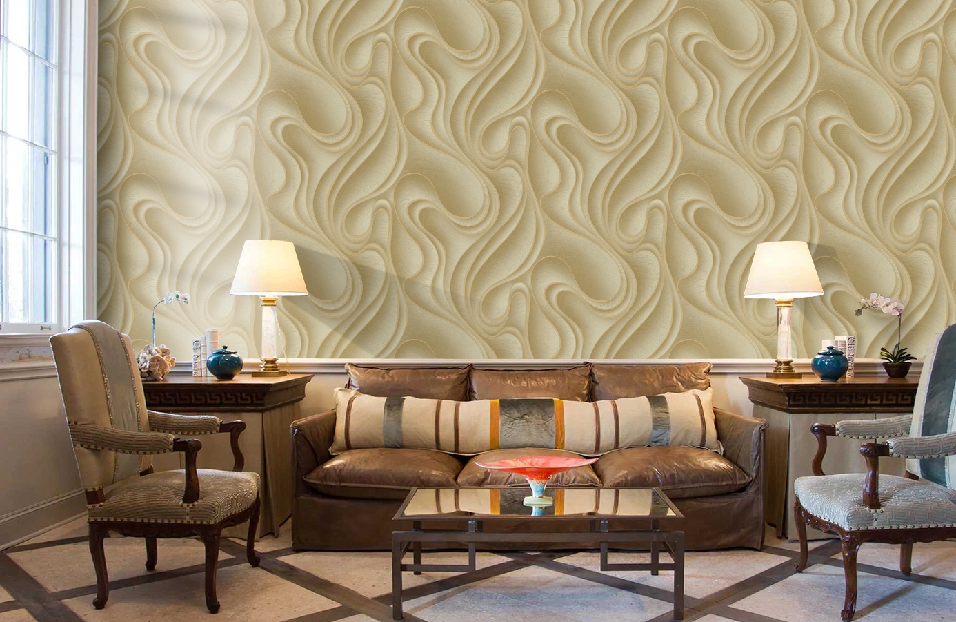 Обои 84112-3 фото в интерьере кабинета