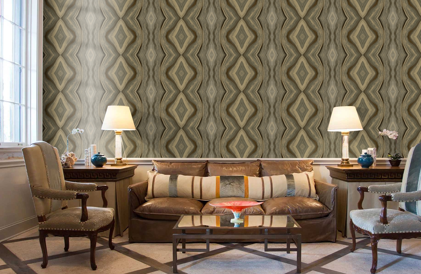 Обои 84116-6 фото в интерьере кабинета