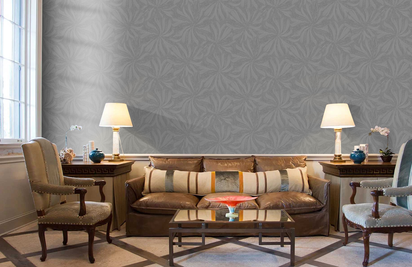 Обои 84118-7 фото в интерьере кабинета