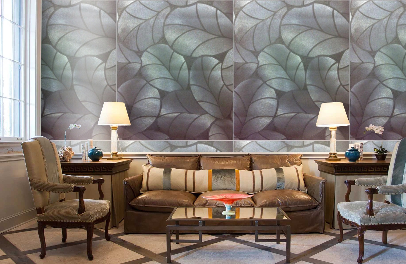 Обои 1050-12 фото в интерьере кабинета