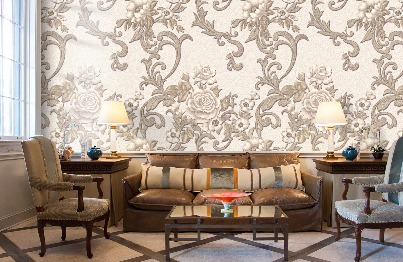 Обои 1069-02 фото в интерьере кабинета