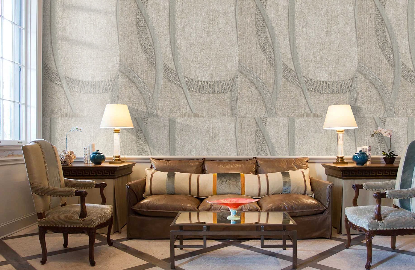 Обои 1127-02 фото в интерьере кабинета