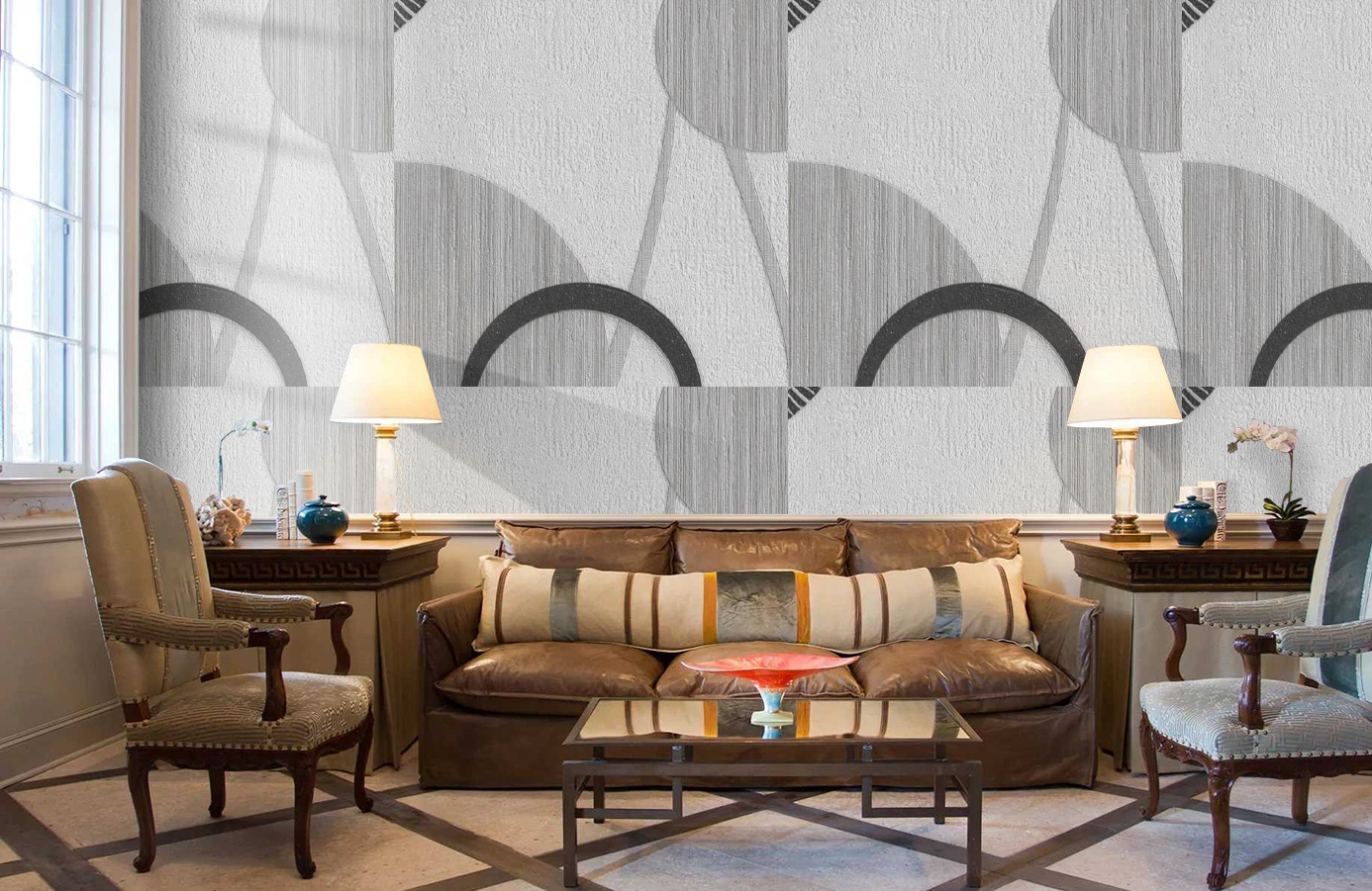 Обои 1127-11 фото в интерьере кабинета