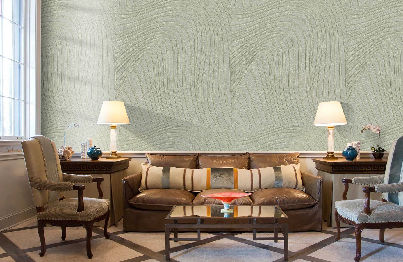 Обои 1131-04 фото в интерьере кабинета