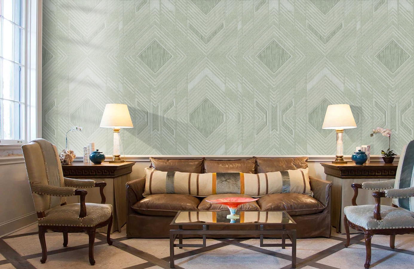 Обои 1133-04 фото в интерьере кабинета