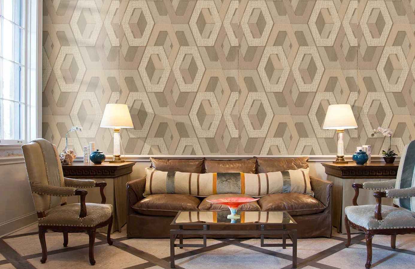 Обои 1137-02 фото в интерьере кабинета