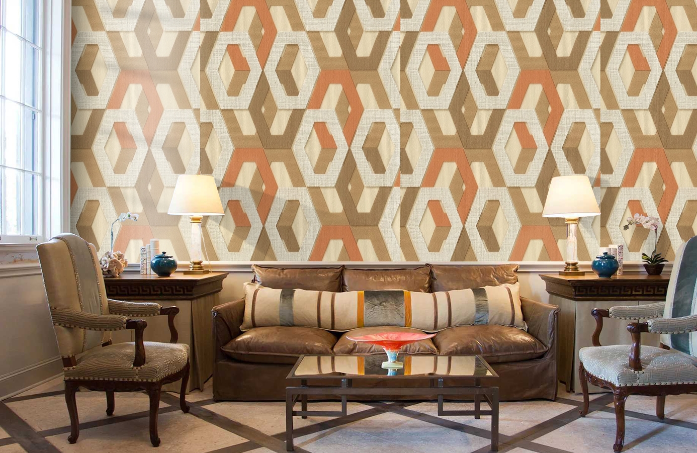 Обои 1137-06 фото в интерьере кабинета