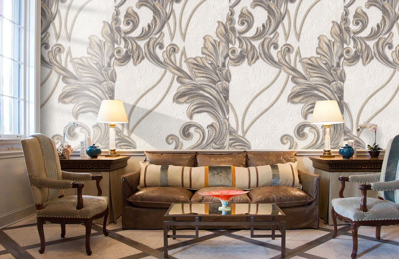 Обои 1153-17 фото в интерьере кабинета