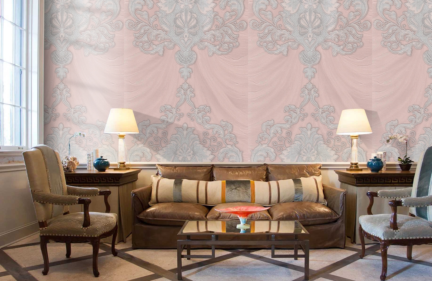 Обои 1157-07 фото в интерьере кабинета