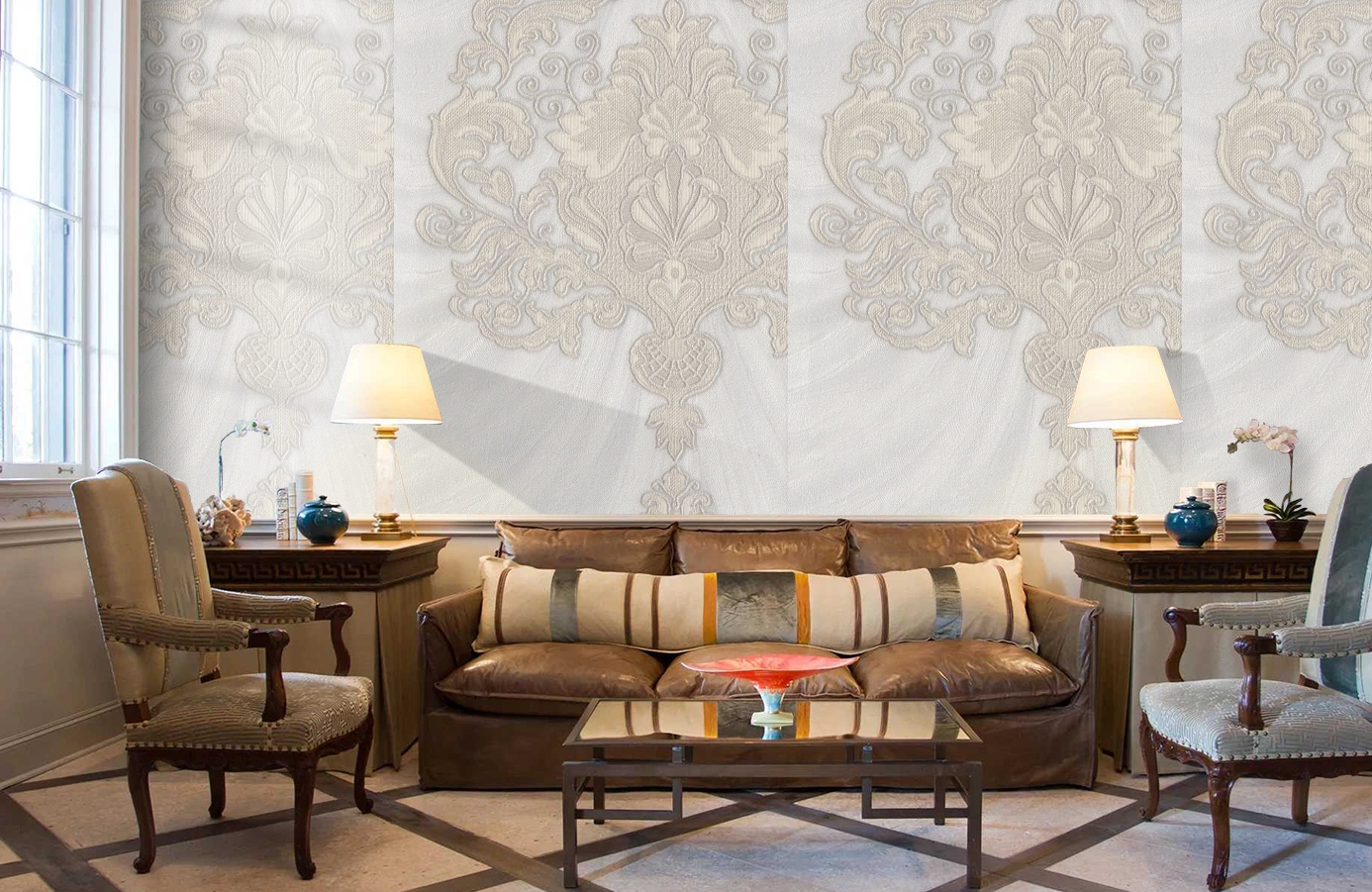 Обои 1157-11 фото в интерьере кабинета