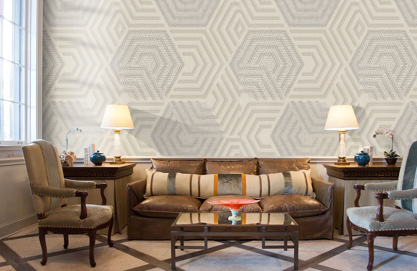 Обои 1161-01 фото в интерьере кабинета