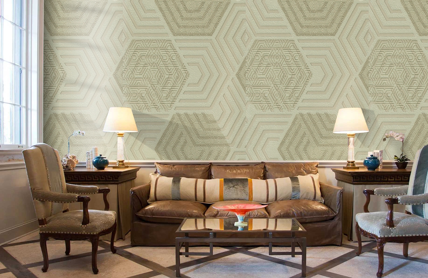 Обои 1161-04 фото в интерьере кабинета