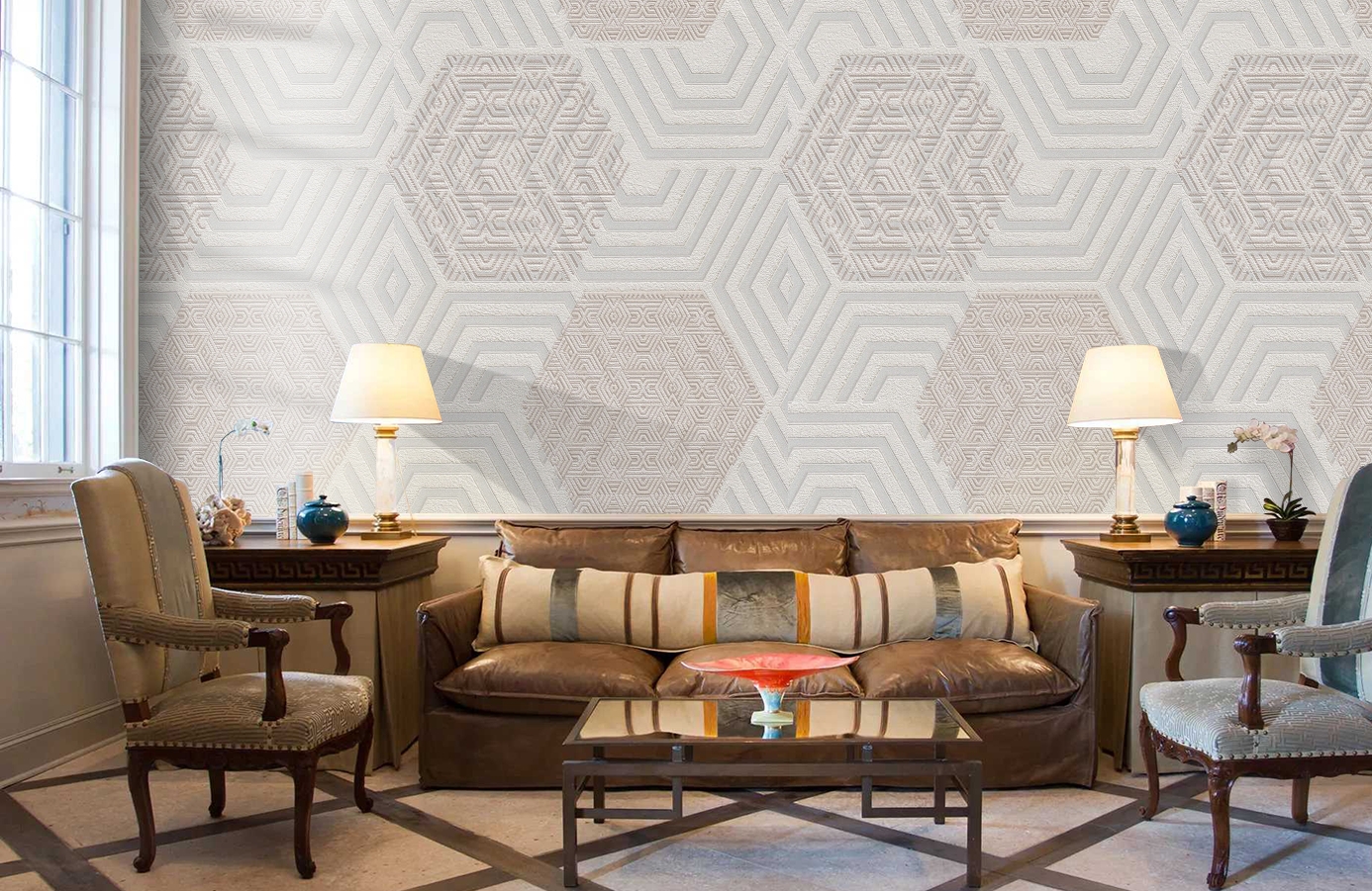 Обои 1161-11 фото в интерьере кабинета