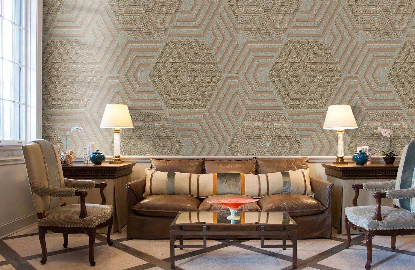 Обои 1161-12 фото в интерьере кабинета