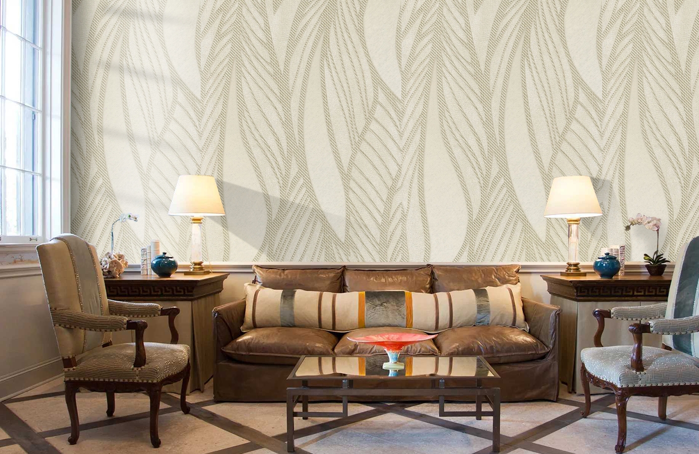 Обои 1163-01 фото в интерьере кабинета