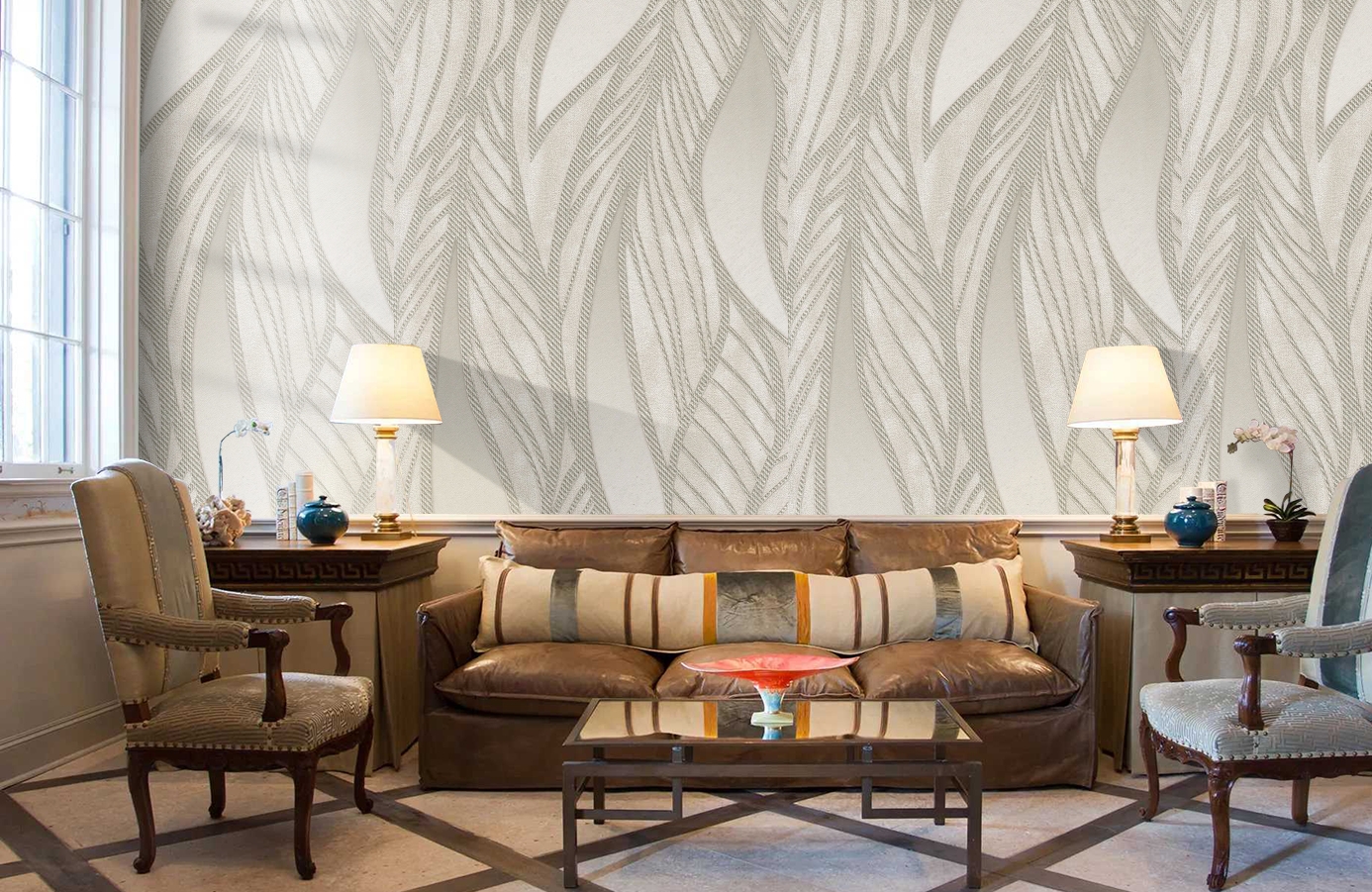 Обои 1163-02 фото в интерьере кабинета