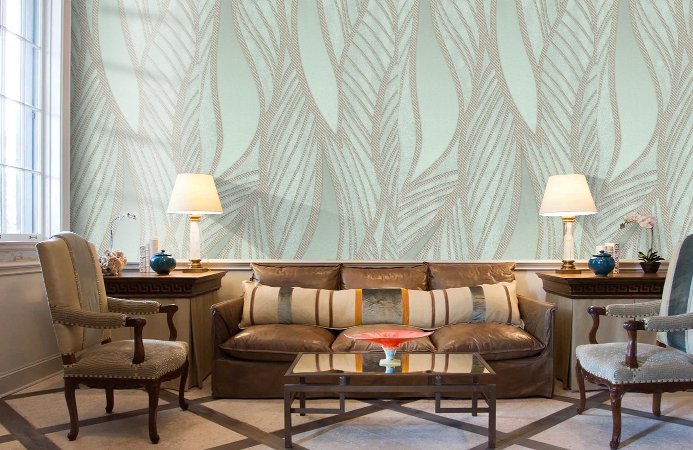 Обои 1163-04 фото в интерьере кабинета