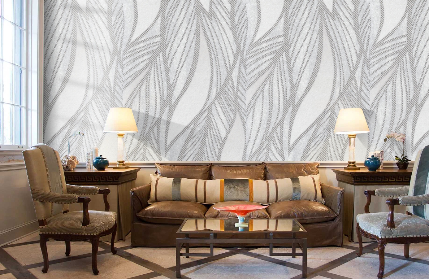 Обои 1163-11 фото в интерьере кабинета