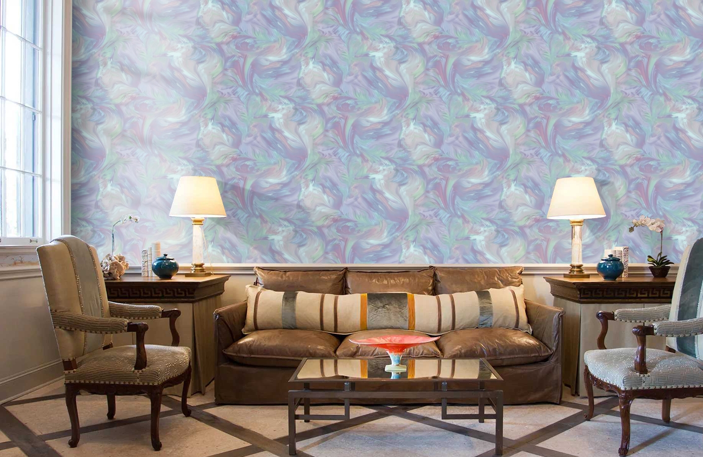 Обои 1165-18 фото в интерьере кабинета