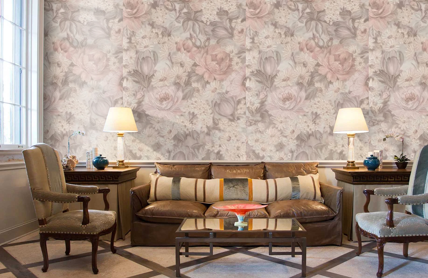 Обои 3643-4 фото в интерьере кабинета