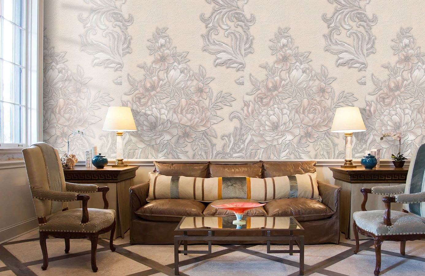 Обои 4534-3 фото в интерьере кабинета