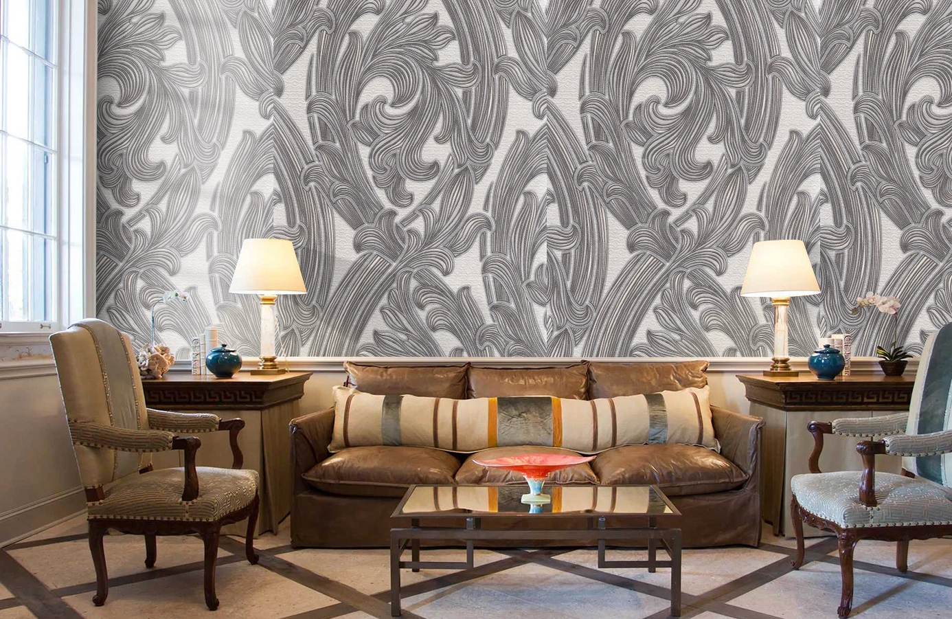 Обои 4558-4 фото в интерьере кабинета