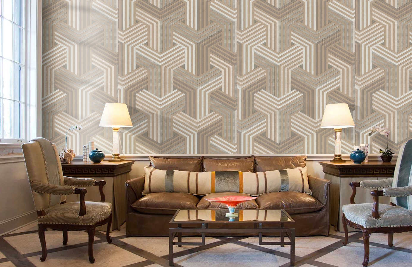 Обои 6005-03 фото в интерьере кабинета