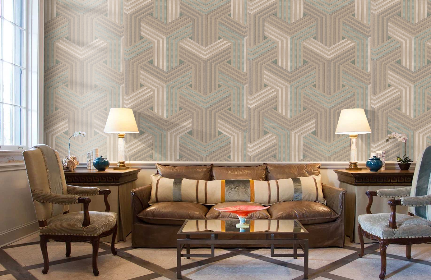 Обои 6005-04 фото в интерьере кабинета