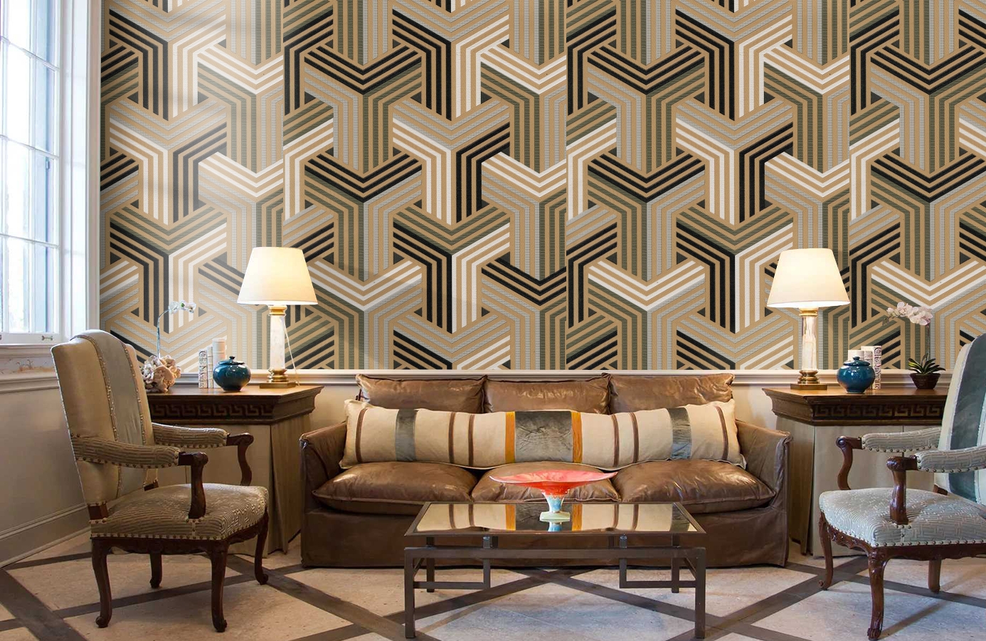 Обои 6005-06 фото в интерьере кабинета