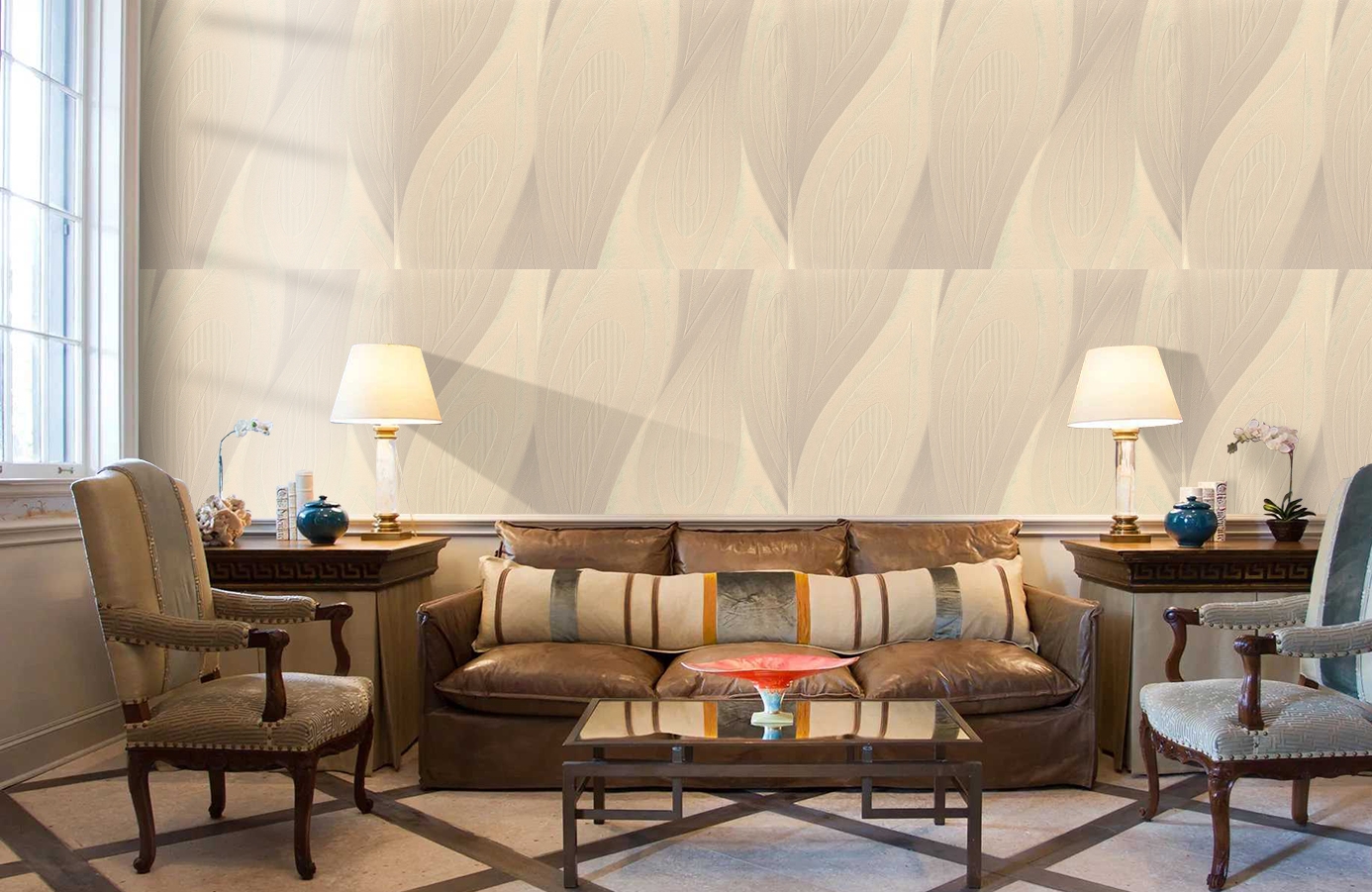 Обои 7005-01 фото в интерьере кабинета