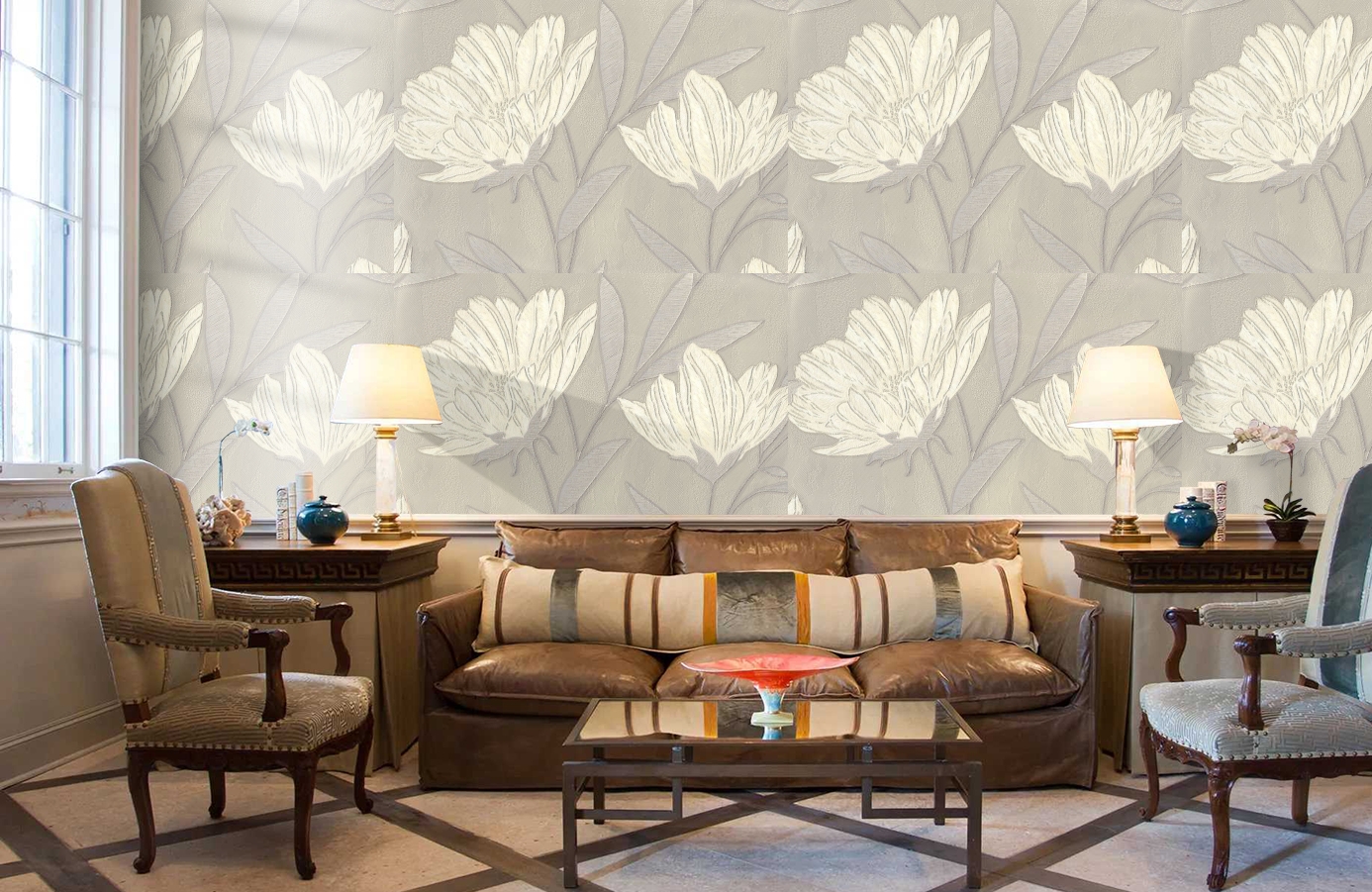 Обои 7011-11 фото в интерьере кабинета