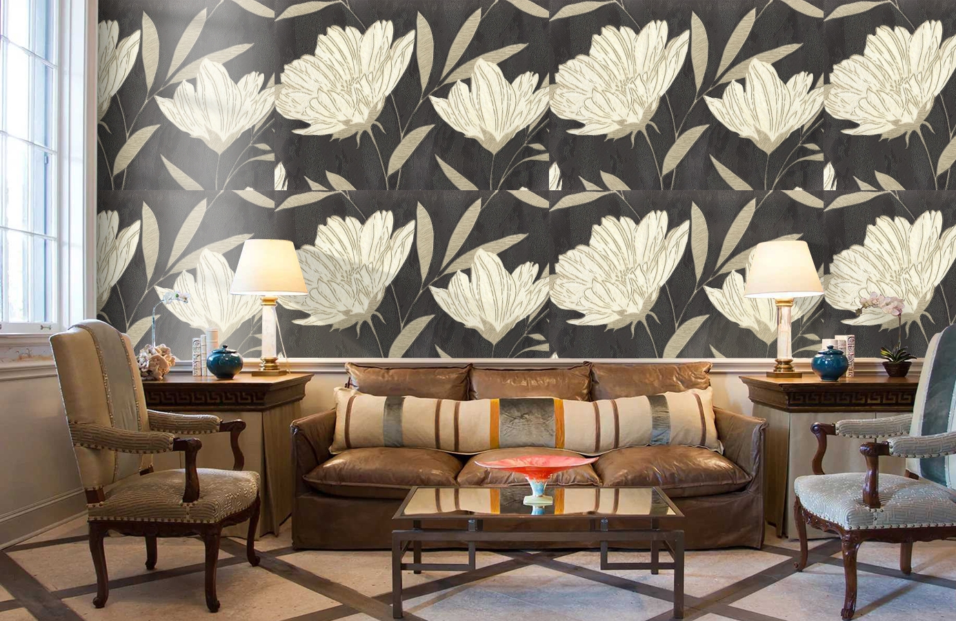 Обои 7011-22 фото в интерьере кабинета