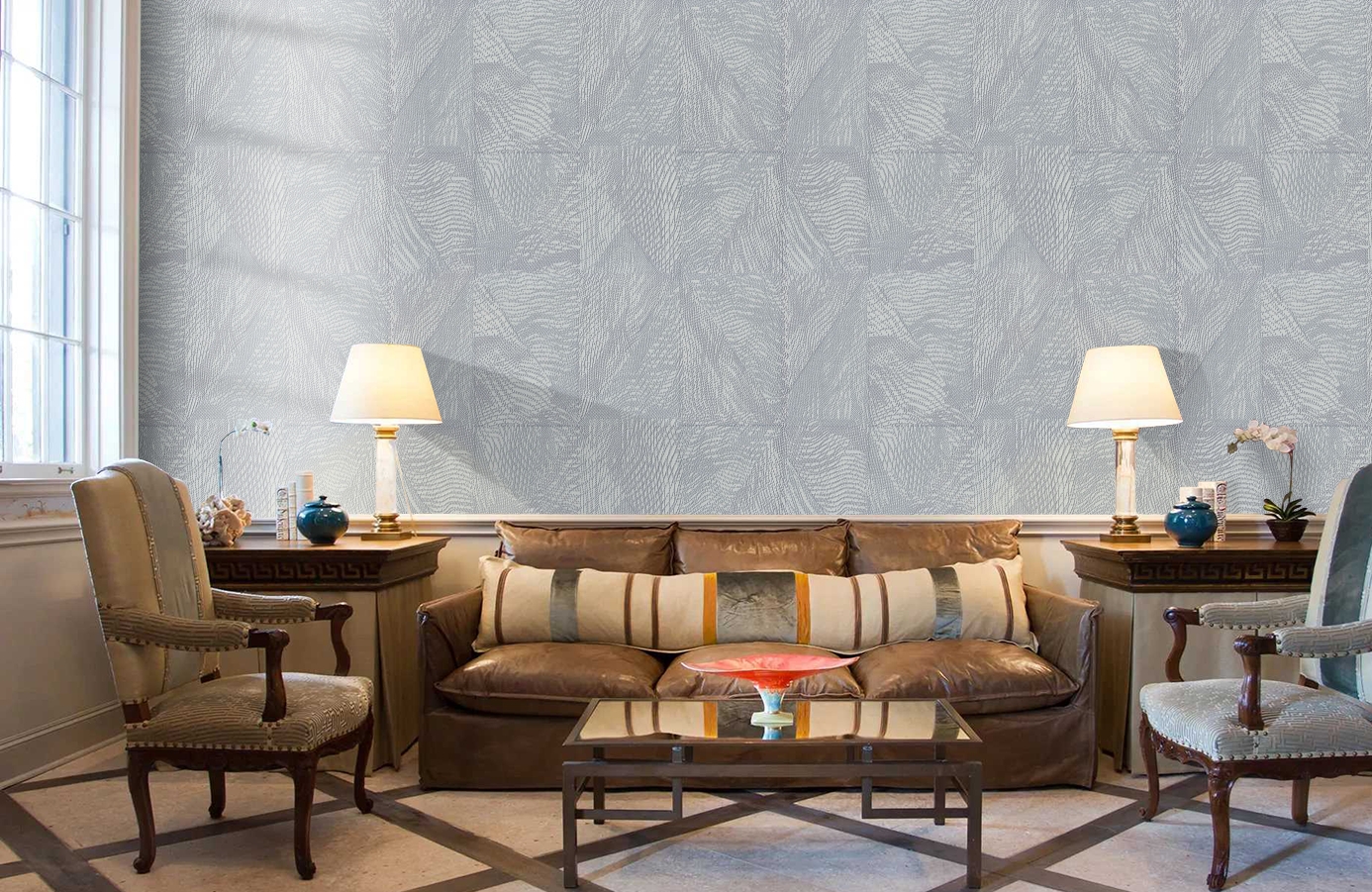 Обои 7026-11 фото в интерьере кабинета