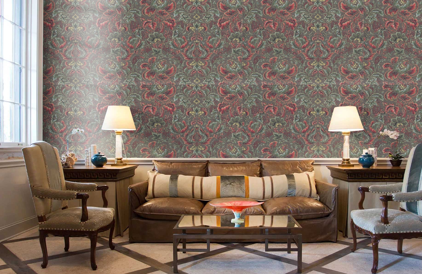 Обои 7031-07 фото в интерьере кабинета