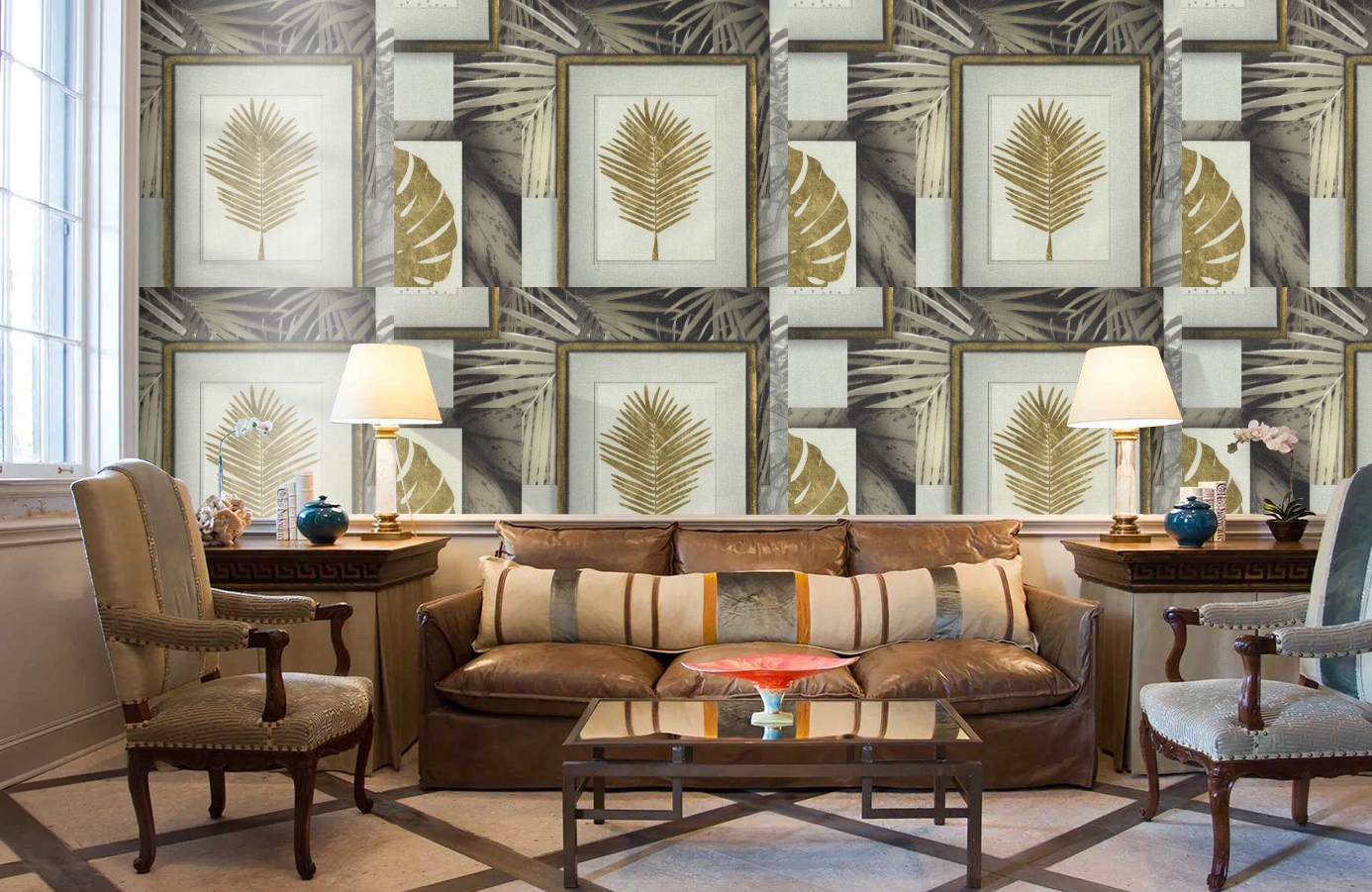 Обои 7043-22 фото в интерьере кабинета