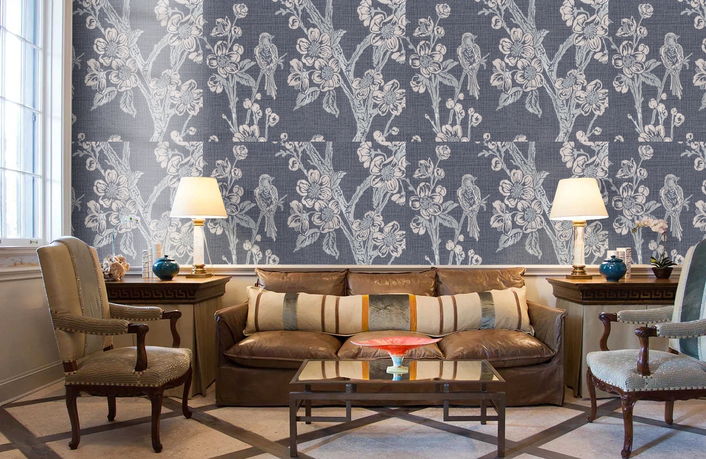 Обои 7049-20 фото в интерьере кабинета