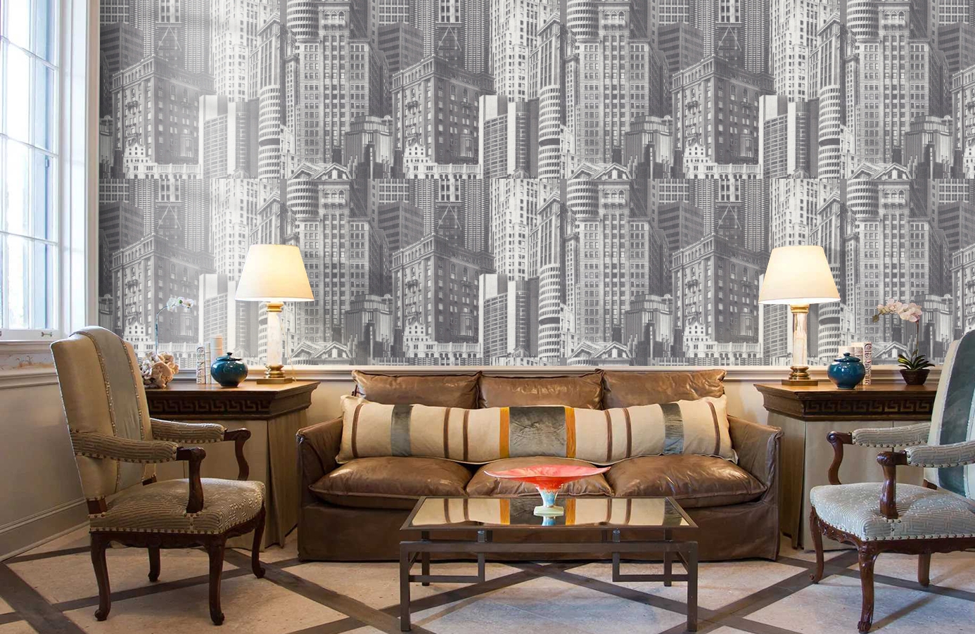 Обои 7062-11 фото в интерьере кабинета