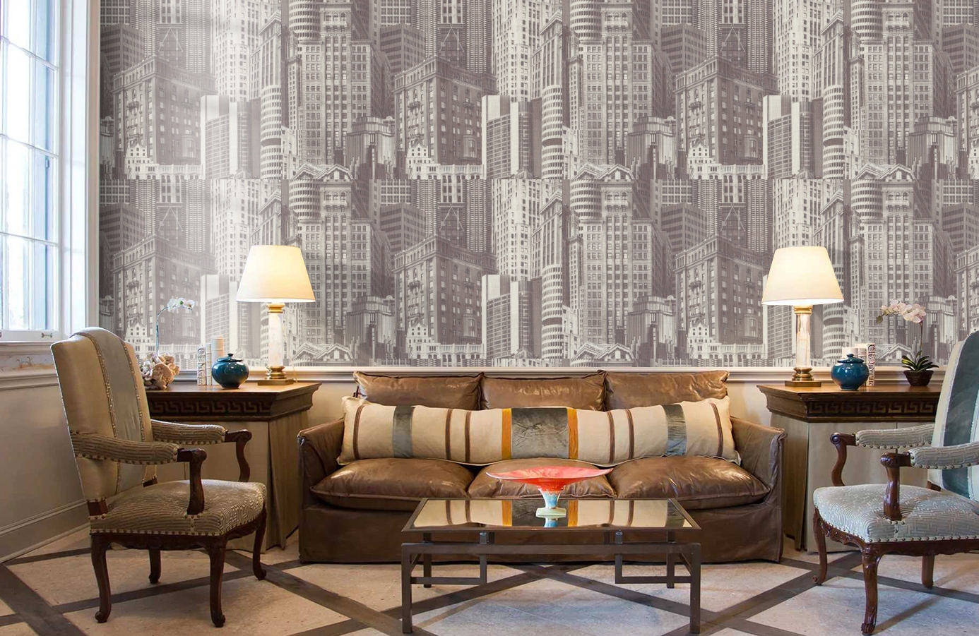 Обои 7062-18 фото в интерьере кабинета