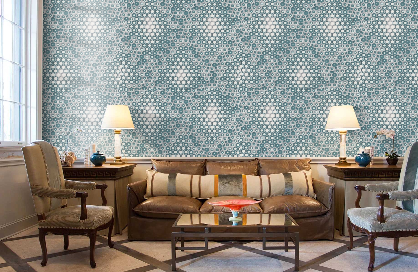 Обои 7076-09 фото в интерьере кабинета