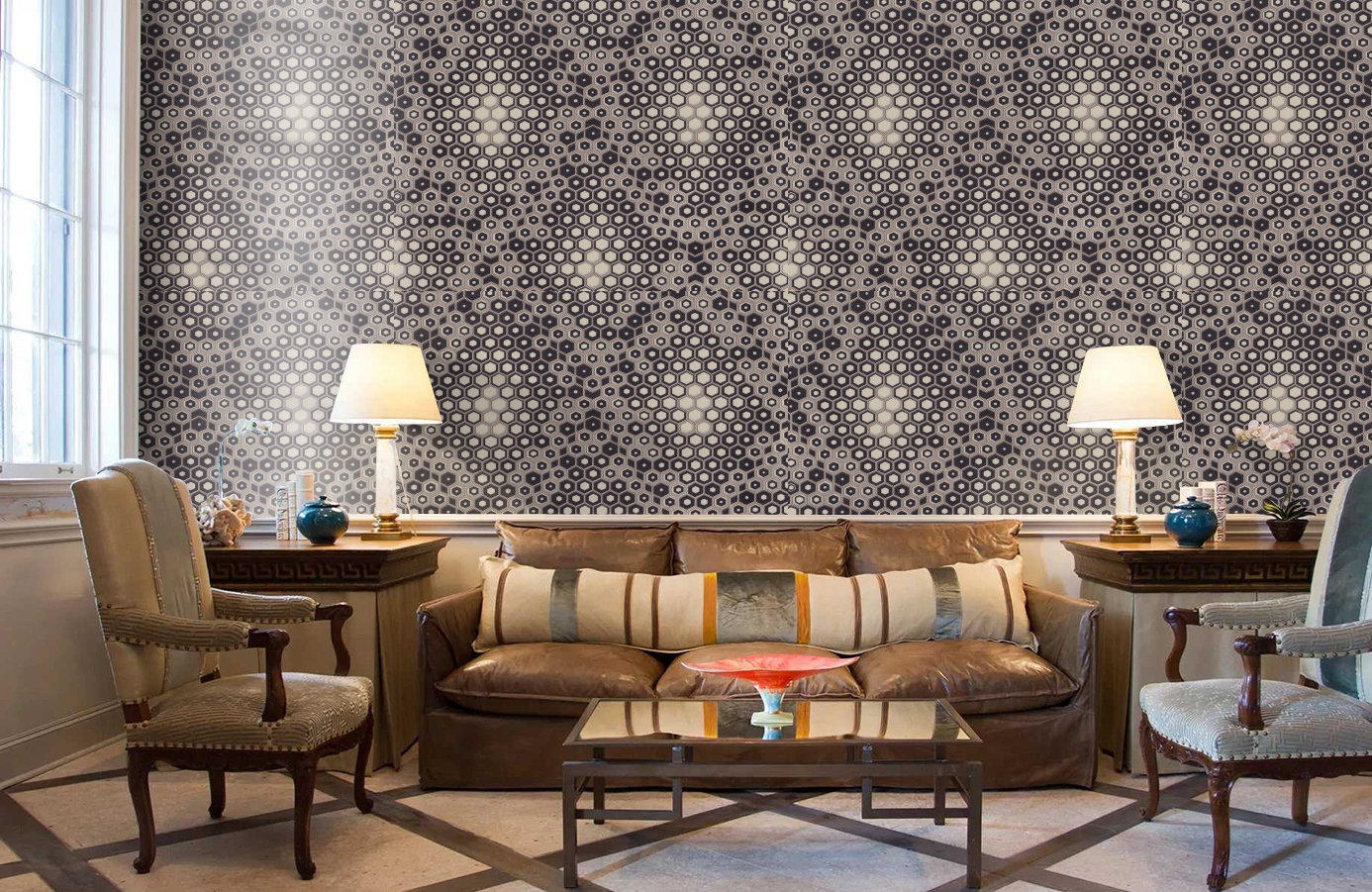 Обои 7076-12 фото в интерьере кабинета