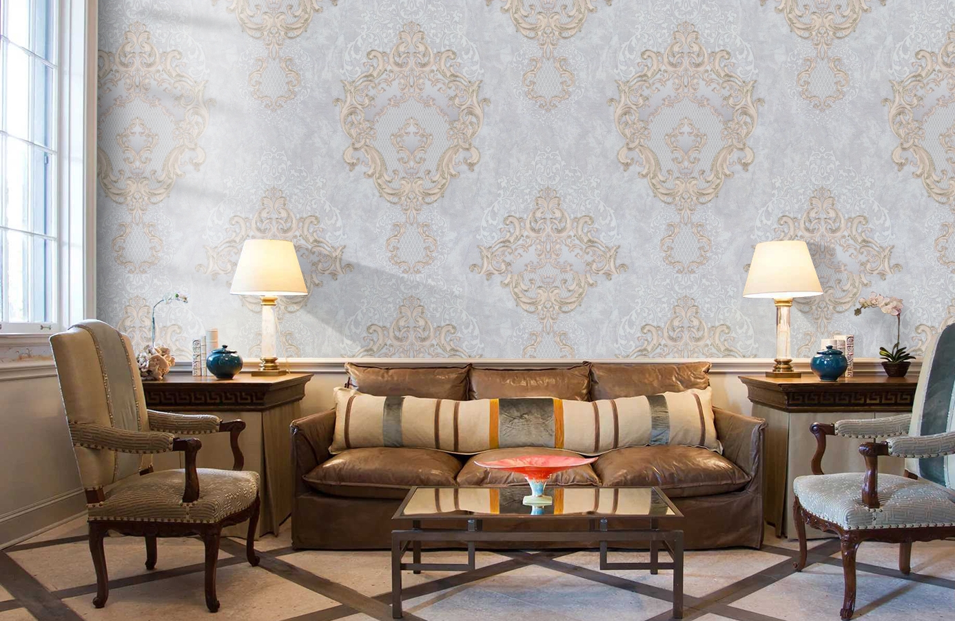 Обои 7155-24 фото в интерьере кабинета