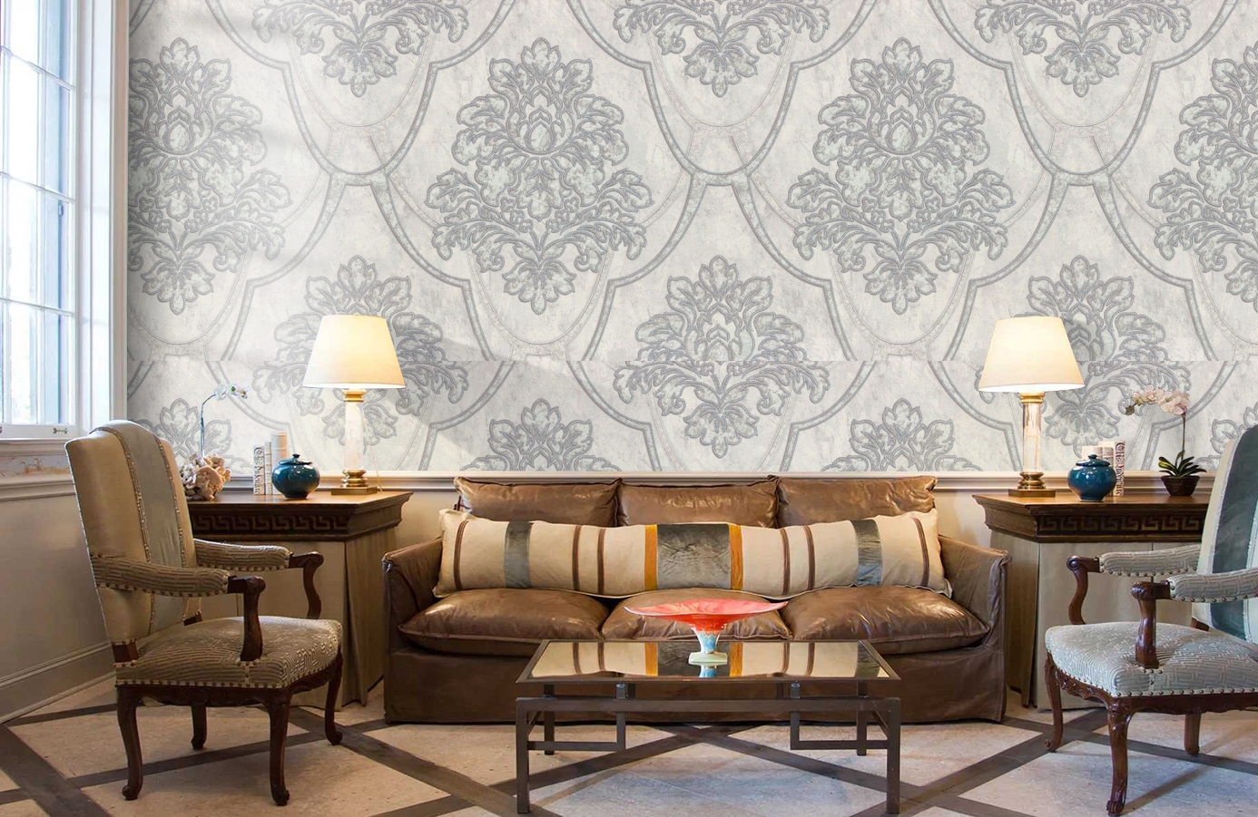 Обои 9128-17 фото в интерьере кабинета