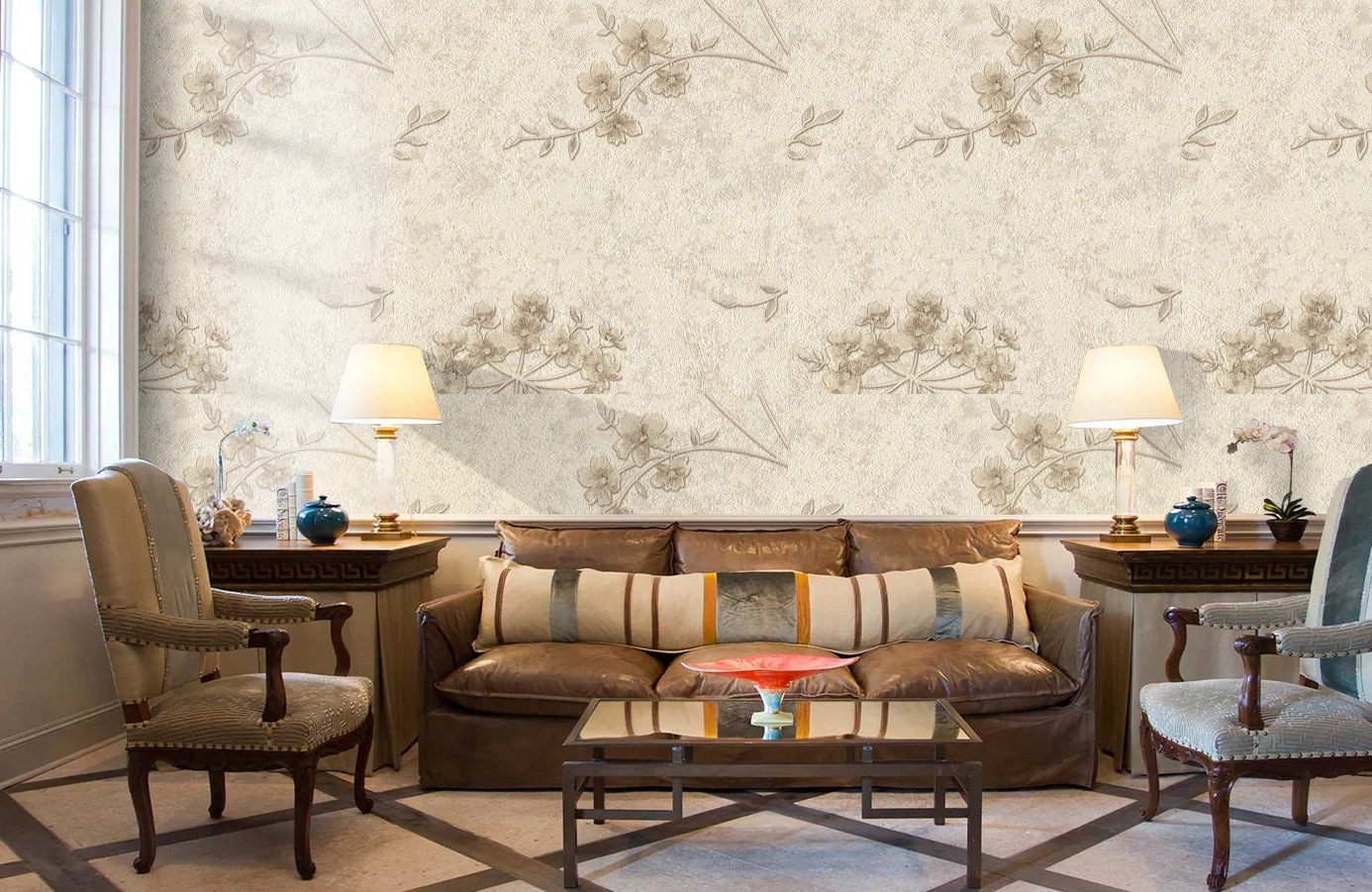 Обои 4080-4 фото в интерьере кабинета