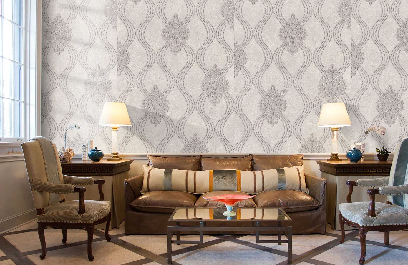 Обои 8017-11 фото в интерьере кабинета