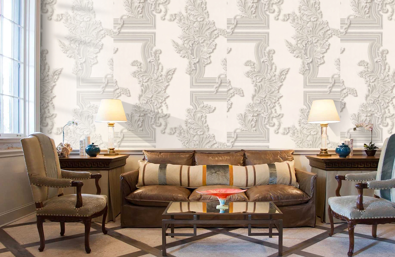 Обои 0740-12 фото в интерьере кабинета