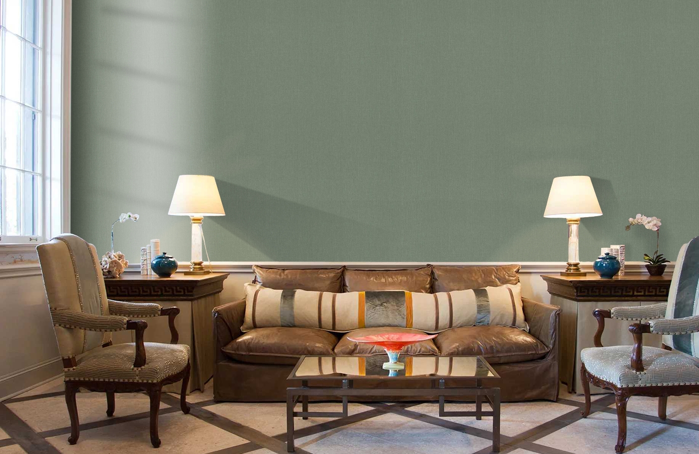 Обои 45-312-20 фото в интерьере кабинета