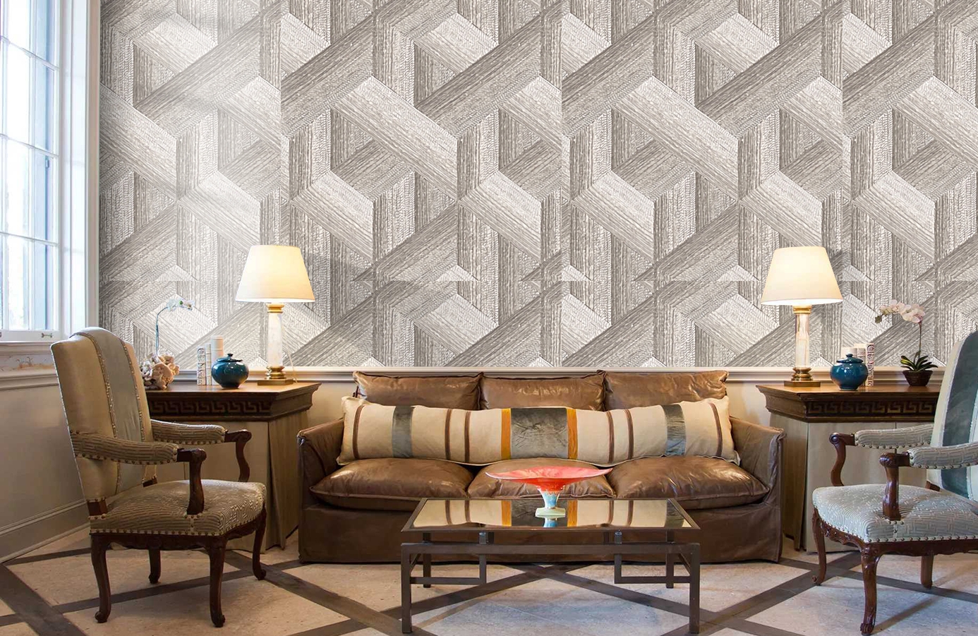 Обои 2606-2 фото в интерьере кабинета