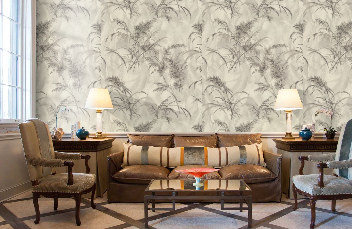 Обои 7286-12 фото в интерьере кабинета