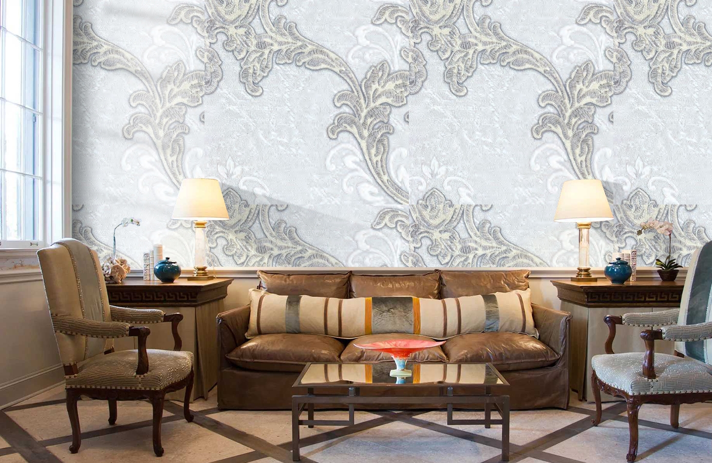 Обои 10017-07 фото в интерьере кабинета